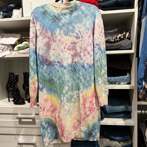 LE SUPERBE NWT revolve cashmere & wool long tie dye cardigan sweater size large - Picture 8 of 11